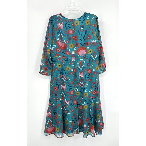 BODEN dress midi 3/4 sleeve floral v neck isabelle ultramarine carnival 16R - Picture 6 of 8